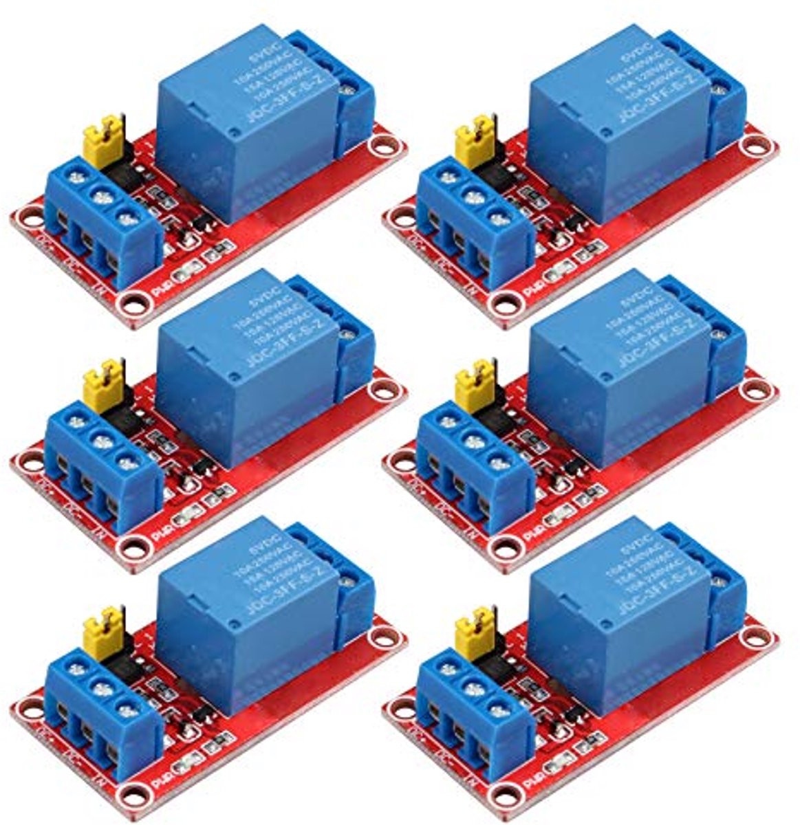 1 Kanaals Relais Module met Optocoupler Isolatie - Hoge en Lage Niveau Trigger voor Arduino - 6 Stuks