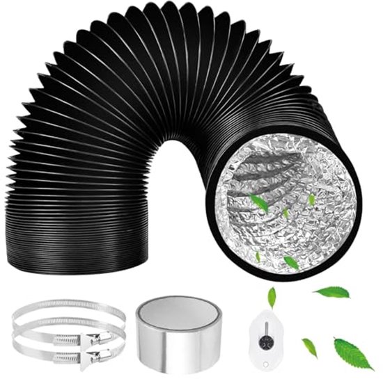 ComPDCVD Afvoerslang 125mm lengte 6m PVC Flexibele Aluminium Pijpslang