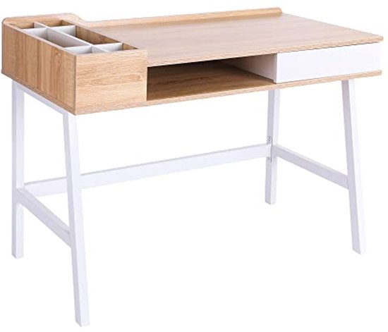 COSTWAY Bureau Mural Rabattable Table Murale Pliable en MDF Meuble de Rangement
