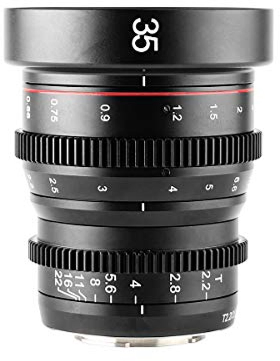 35mm T2.2 Mini Vaste Prime Handmatige Focus Groothoek Cinema Lens voor M43 Micro Vier Derde Camera's