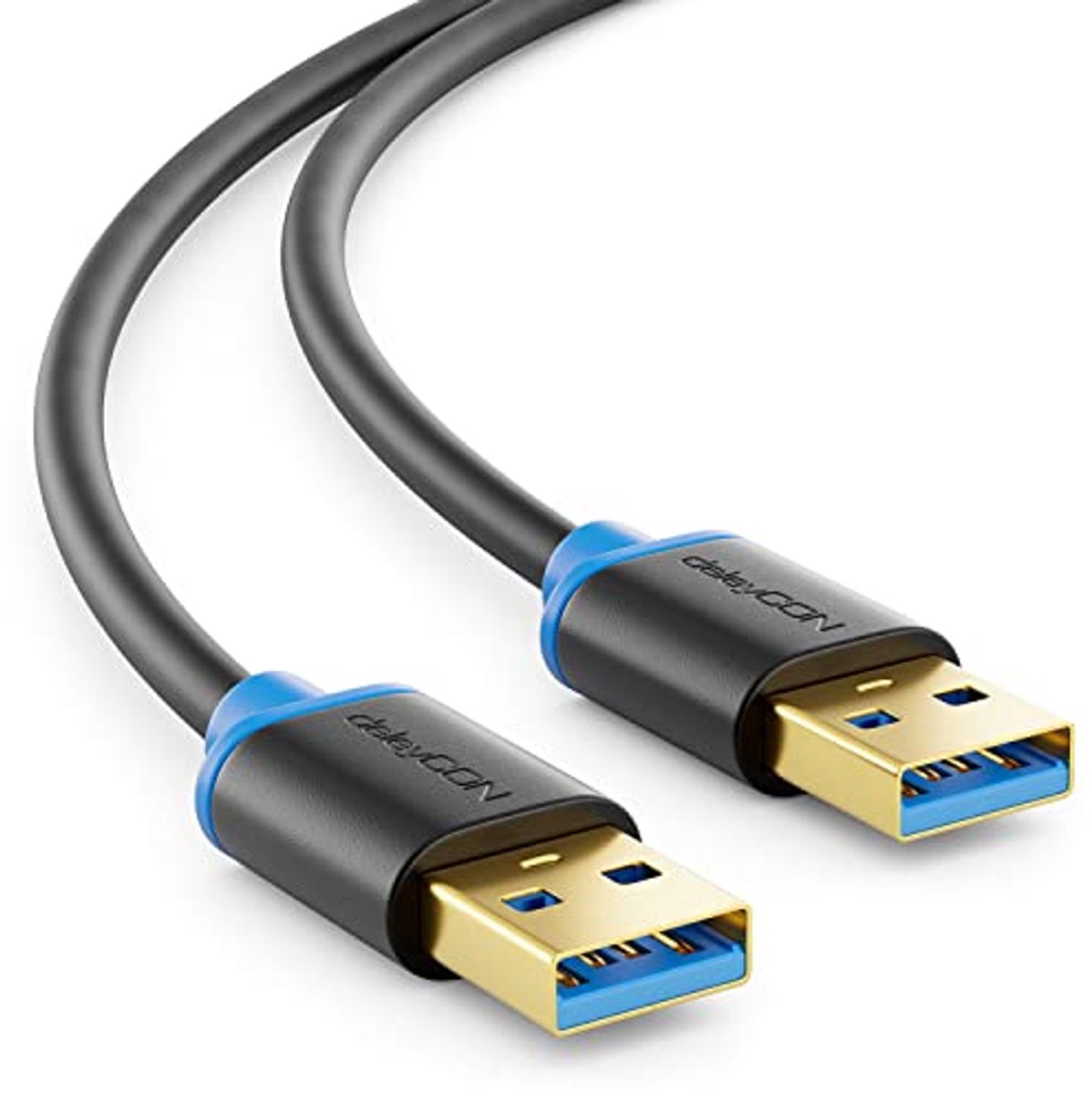 USB 3.0 Super Speed Kabel 0,5m - A-stekker naar A-stekker - Tot 5 Gbit/s - Zwart/Blauw