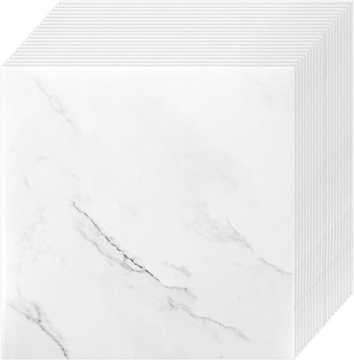 Zelfklevende PVC Vloertegels 30x30 cm - 20 Stuks - Wit Marmer voor Keuken en Badkamer