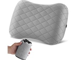 Opblaasbaar reiskussen voor reizen, kamperen en outdoor activiteiten - grijs