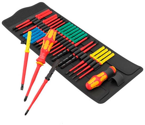 Tournevis porte-embouts Wera 05006617001 VDE 26 pièces cruciforme Phillips, vis Pozidriv, TORX, 6 pans intérieurs, vis