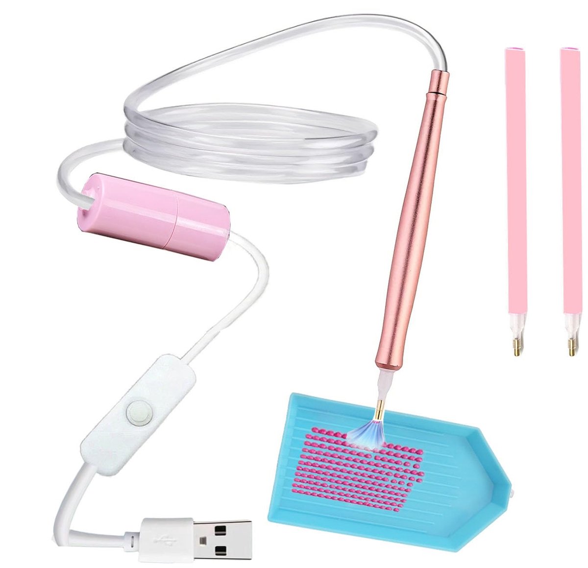 Elektrische Diamond Painting Pen - Met Vacuümfunctie en Accessoires - Voor het plaatsen van diamantjes - Roze