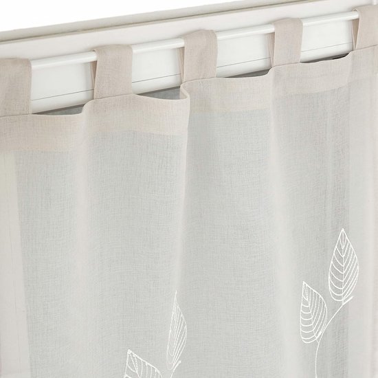 Heichkell Vouwgordijn met lussen voile transparant gordijn geborduurd modern vouwgordijn voor keuken woonkamer slaapkamer zand BxH 140x140cm