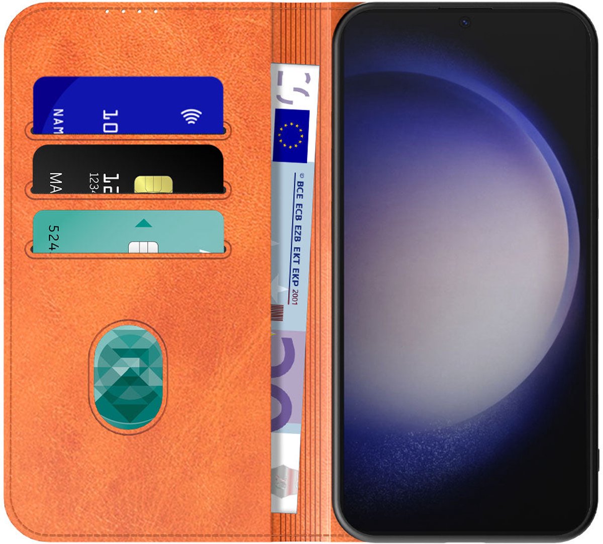 Geschikt voor Samsung Galaxy S23 Plus Telefoonhoesje Bruin Kunstleer Met Magnetische Sluiting - Portemonnee BookCase Met Pasjeshouder - ProtX