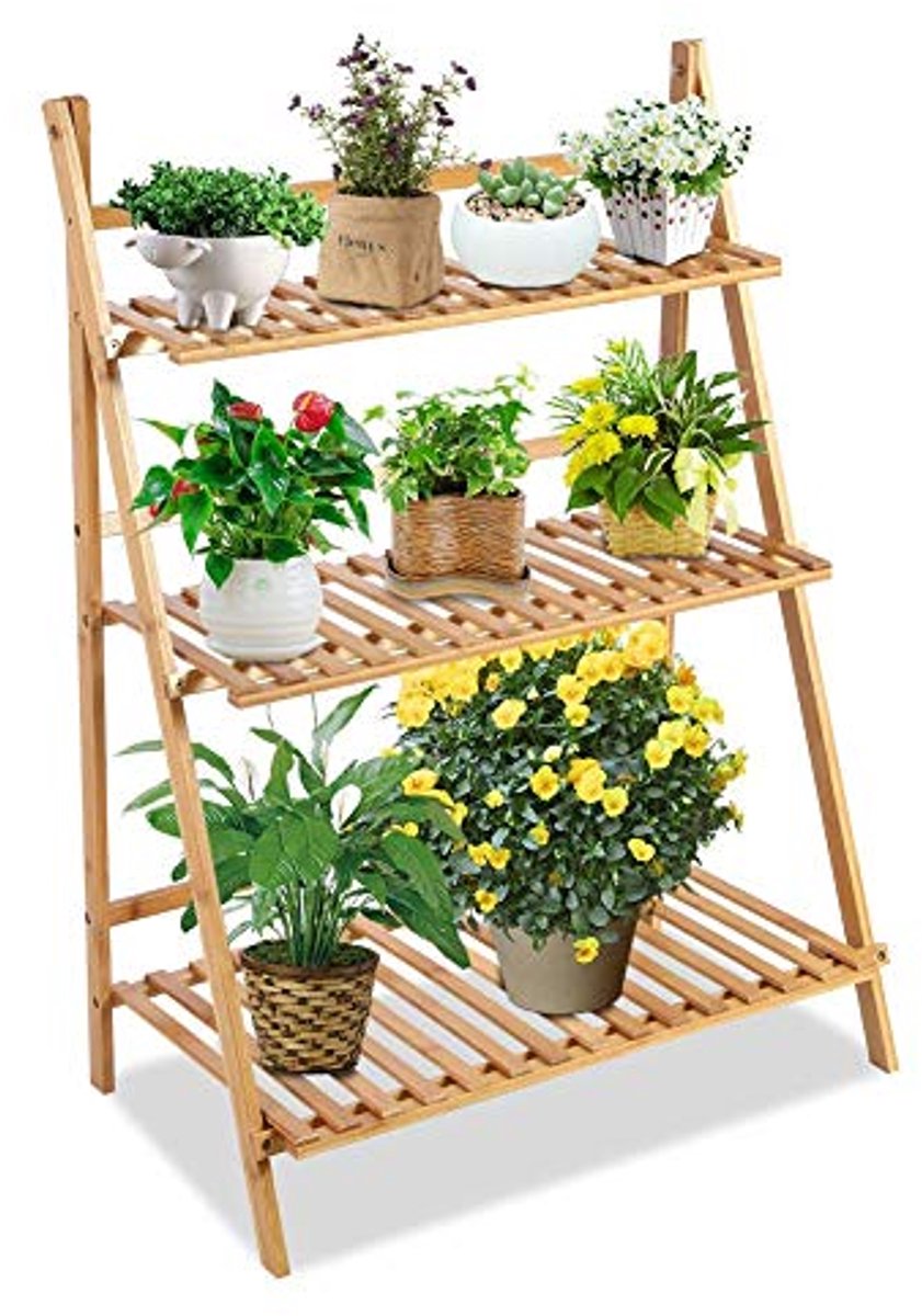 3-laagse Bamboe Plantenladder voor Balkon en Tuin