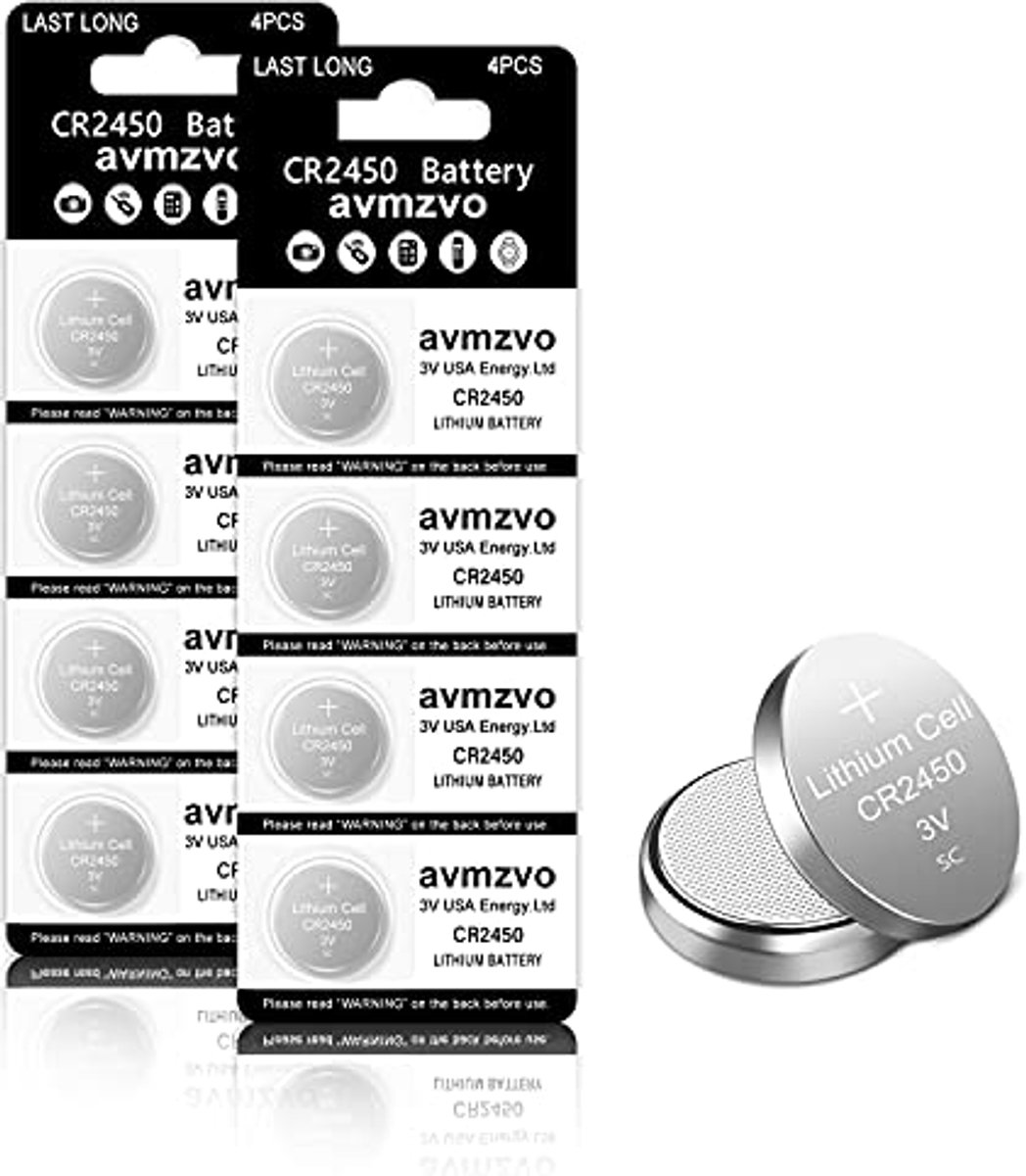 CR2450 knoopcel batterij - 8 stuks - 3V lithium knoopcellen