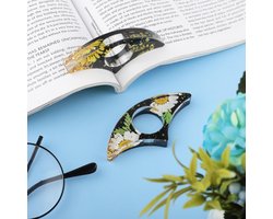 Dried Flower Book Holder - 2 Pieces Handmade Thumb Book Page Holder - Resin Reading Accessories Ring Book Opener - Flowers Bookmark for Teachers en Boekenliefhebbers