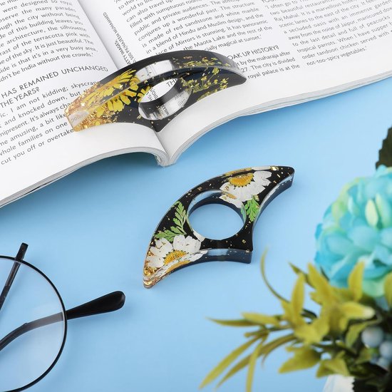 Dried Flower Book Holder - 2 Pieces Handmade Thumb Book Page Holder - Resin Reading Accessories Ring Book Opener - Flowers Bookmark for Teachers en Boekenliefhebbers