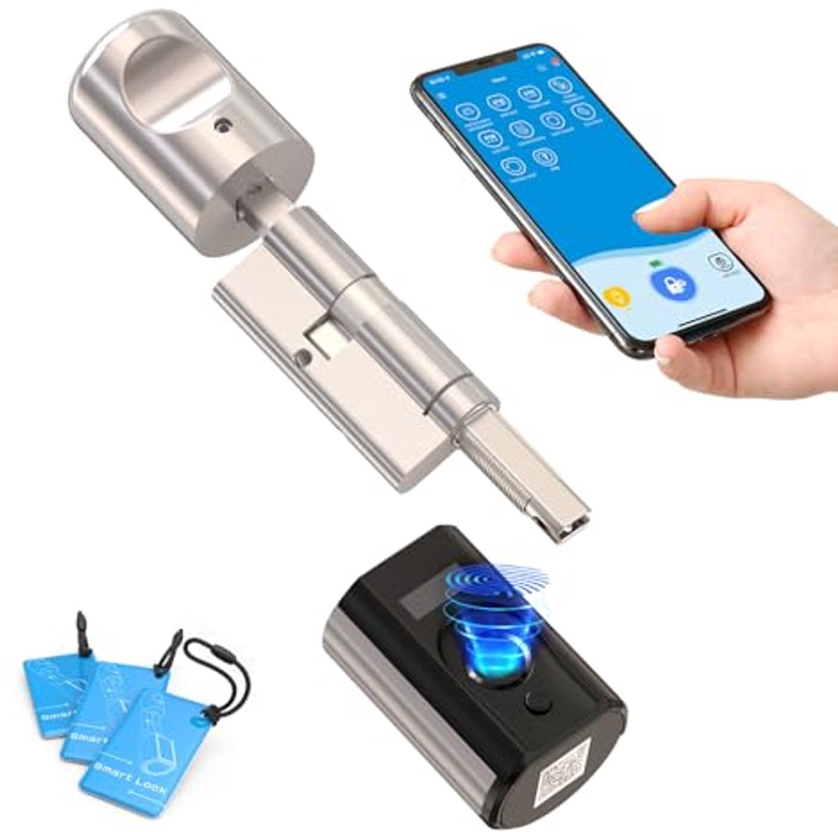 Slim elektronisch deurslot met vingerafdruk en RFID, wifi-verbinding en app bediend