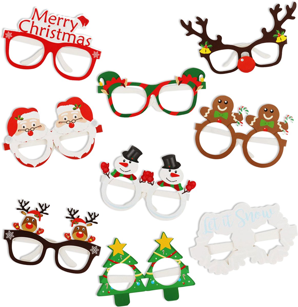 BTH - Kerstbrillen - Foto Props - Photobooth Props - Photobooth - Kerstdecoratie Voor Binnen - Fotoprops - Foto Decoratie