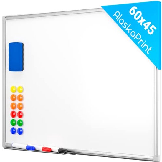 OfficeMarshal Magnetbord Whiteboard 60 x 90 cm with aluminium frame
