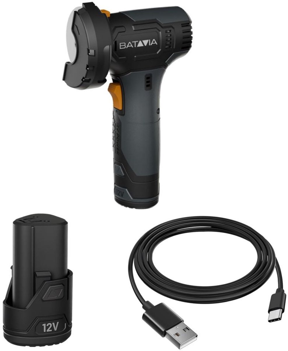 Batavia 12V Accu Haakse Slijper 76mm - Fixxpack 2.0 Set (incl. 2Ah accu & USB-C oplaadkabel)