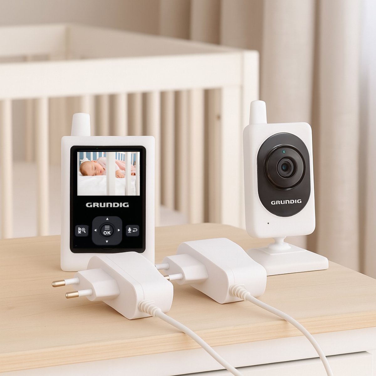 Grundig Video Babyfoon met Camera - Baby Monitor met 2-inch Kleurenscherm - Babyphone met Nachtzicht, Temperatuurweergave en Terugspreekfunctie - Wit thumbnail 6