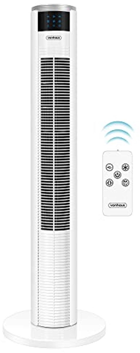 Torenventilator 87 cm - Staande Ventilator zonder Vleugels, Oscillerend met Timer en Afstandsbediening, 3 Snelheden voor Thuis – foto 2