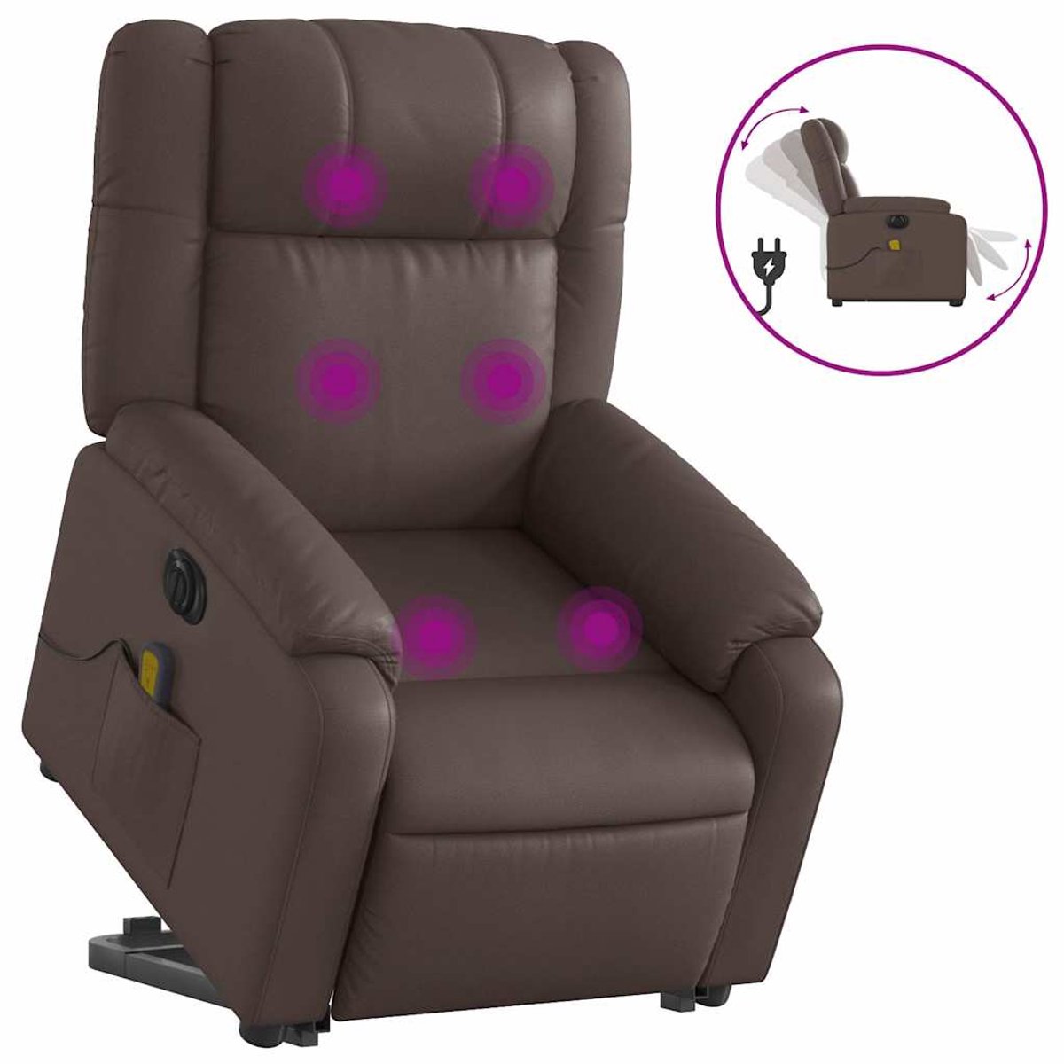 vidaXL Sta-op-massagestoel - elektrisch - kunstleer - bruin