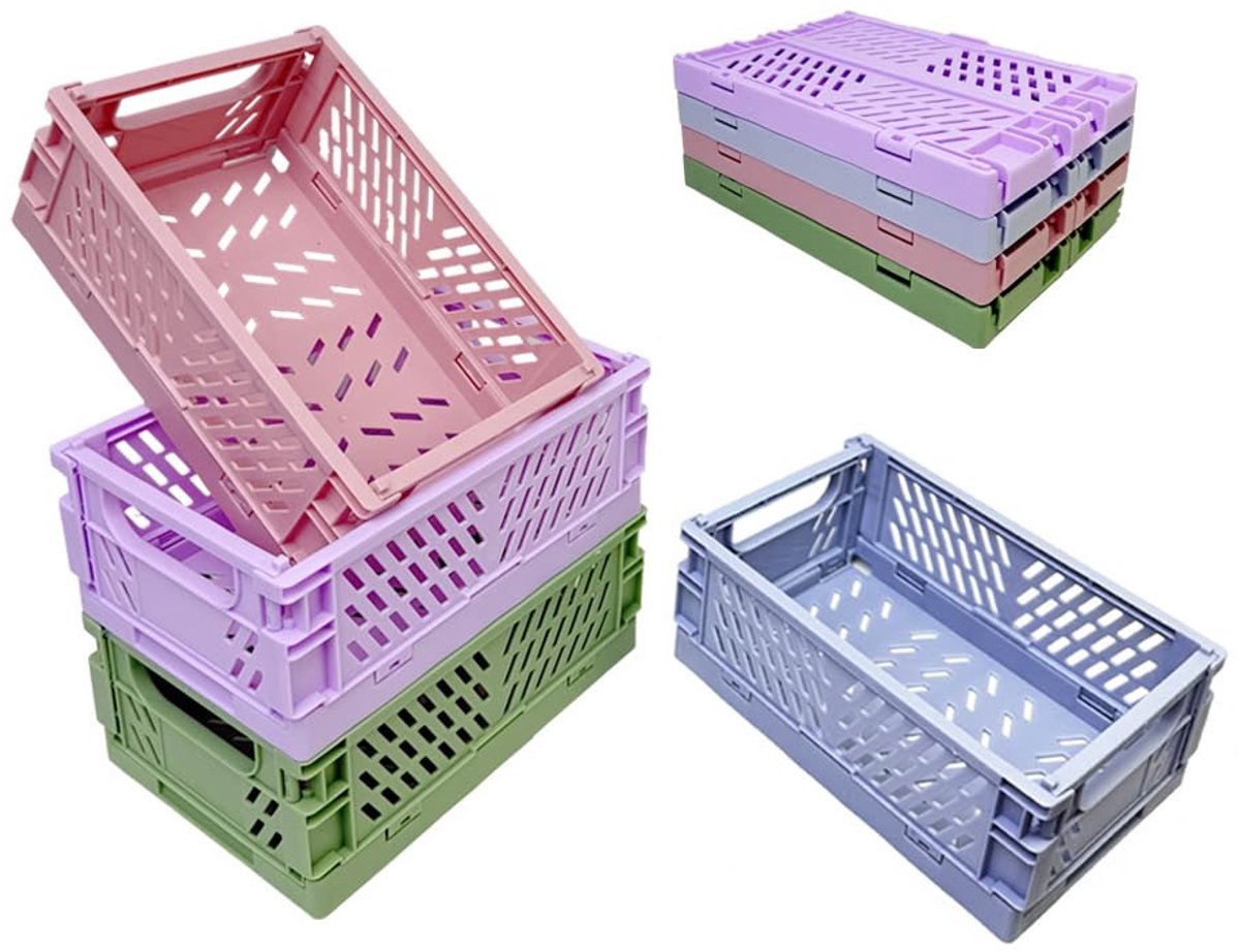 Ibenzoa® Set van vier compacte opvouwbare opbergmanden voor veelzijdig gebruik