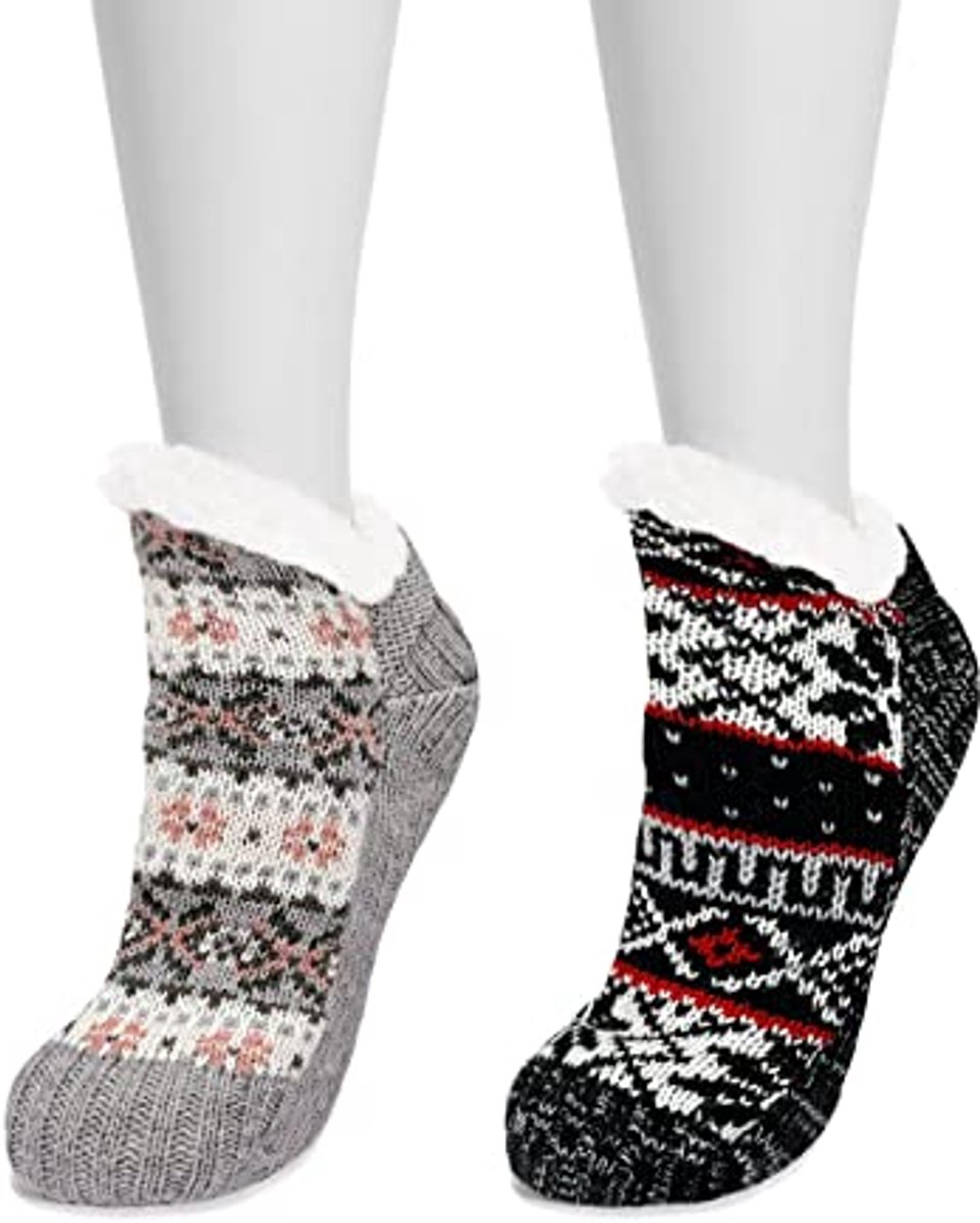 Vrouwen Fuzzy Slipper Sokken - Warme Sherpa Gevoerde Grippers voor Thuis