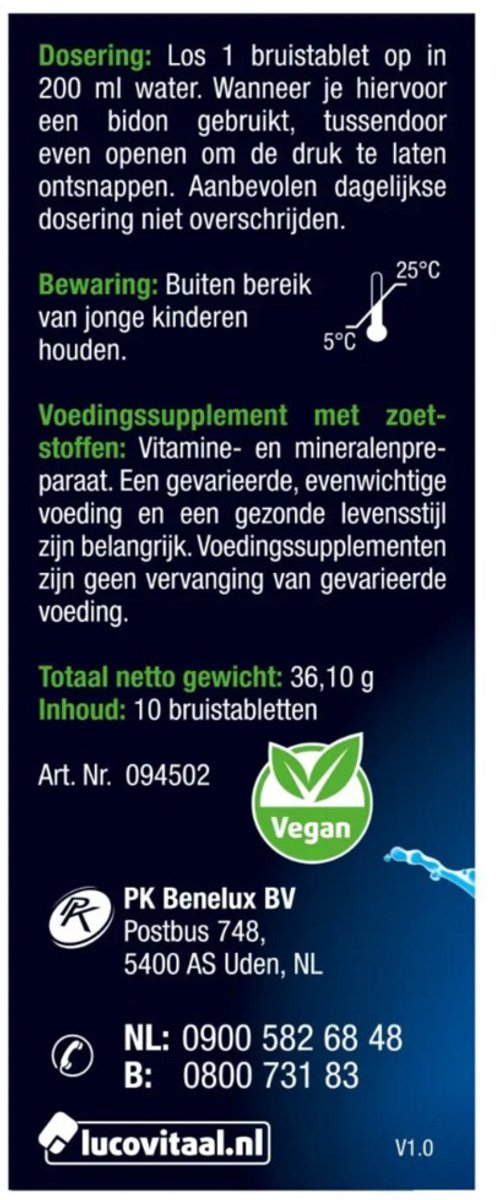 Lucovitaal - Elektrolyten Vochtbalans - 2 x 10 bruistabletten - Voordeelverpakking