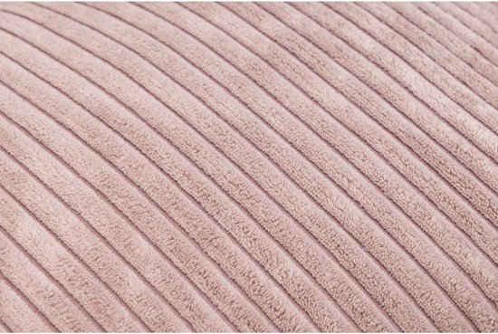 Lichtroze corduroy stof met diagonale ribbels, close-up.