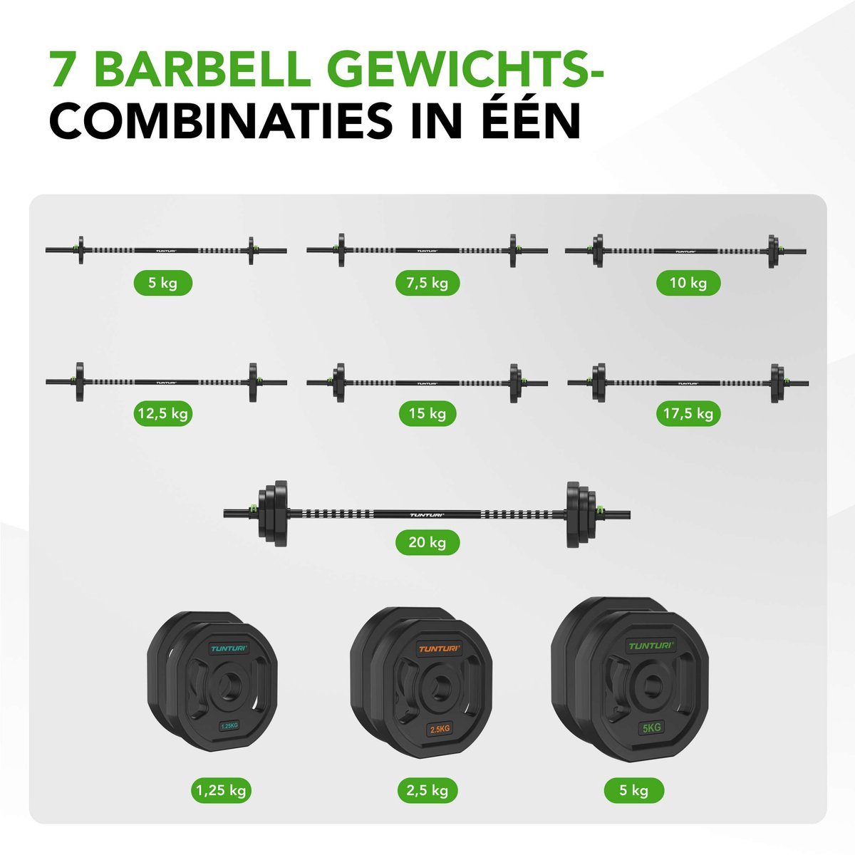 Tunturi Aerobic Pump Gewichtenset 20kg - Halterset van rubber - Incl. halterstang met 6 schijven - Barbell set - Incl. gratis fitnessapp thumbnail 5