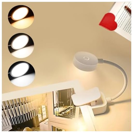 Oplaadbare leeslamp met 3 verlichtingsstanden en oogbescherming - Batterij met lange levensduur, 360° flexibele opklikbare boeklamp van Merkloos — afbeelding 3