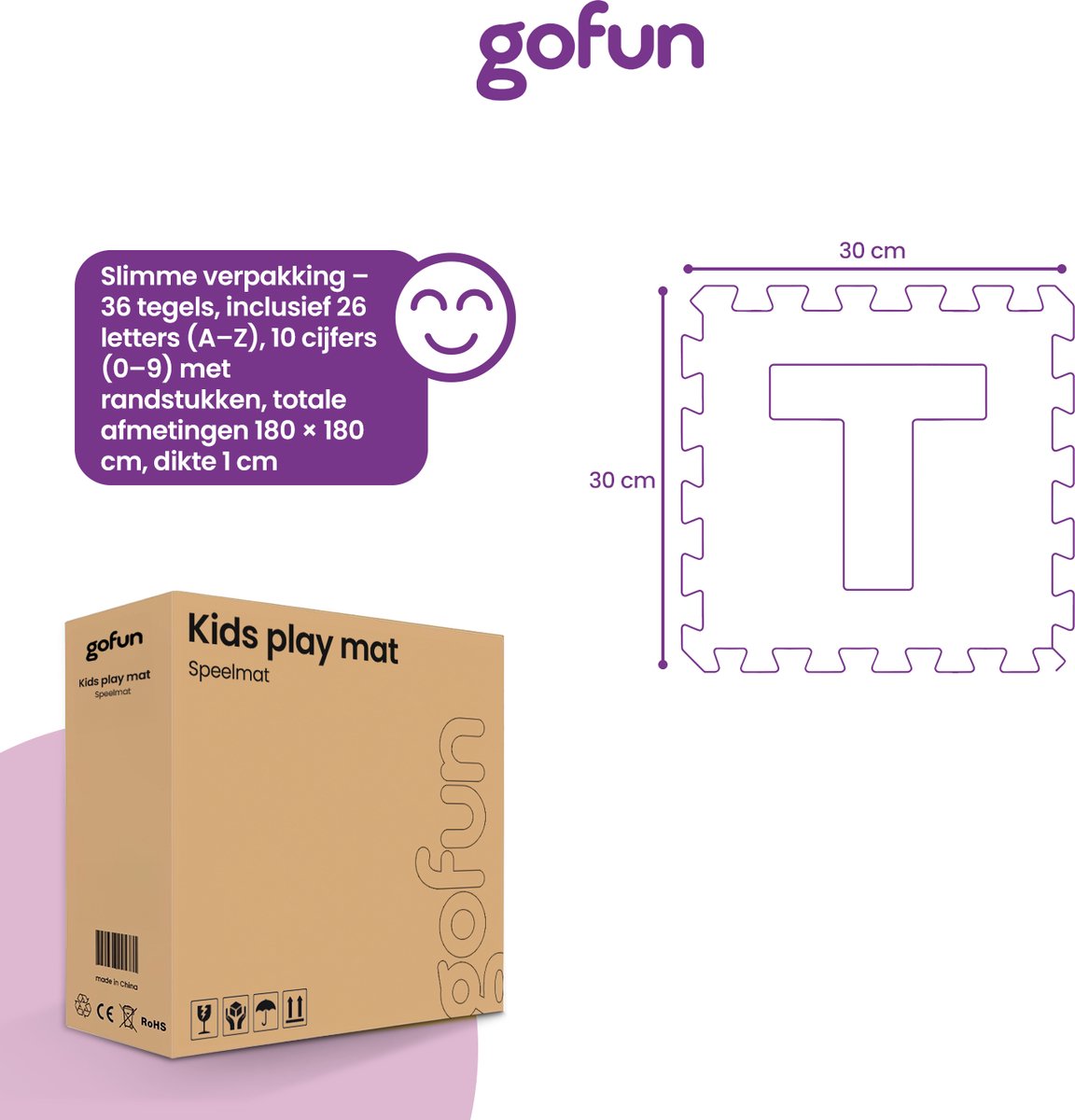 Gofun Speelmat Baby XL - 180x180cm – Speelkleed - 86-delige Puzzel – Foam – Opvouwbaar – Tegels – Speeltapijt – Multicolor — afbeelding 6