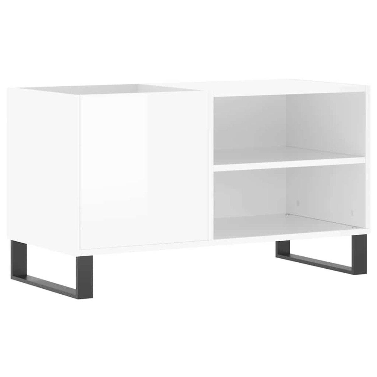 vidaXL - Platenkast - 85x38x48 - cm - bewerkt - hout - hoogglans - wit