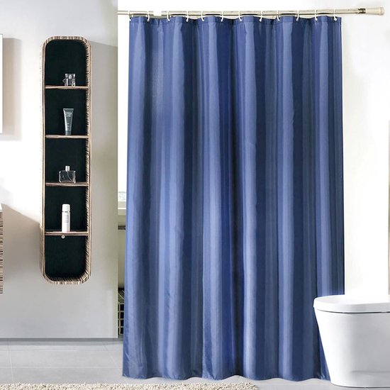 Rideau de douche 120 x 200 cm, imperméable, anti-moisissure, en EVA, avec 8 Crochet , lavable , pour salle de bain et baignoire - Blauw D