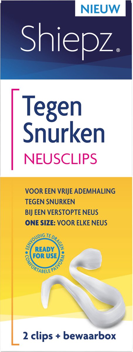 Shiepz Tegen Snurken Neusclips - Tegen snurken - Te gebruiken bij slapen, verkoudheid en sporten - One size - Direct te gebruiken - Voor volwassenen - 2 clips met bewaarbox