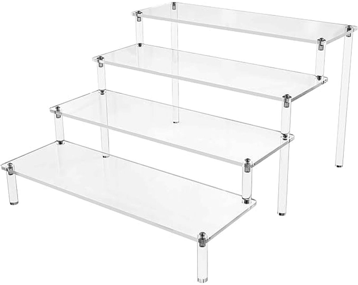 Vitdipy - Make up organizer - 4-traps acryl riser displaystandaard - 30 cm display riser rek - Transparante acryl organizer - Voor parfum, skincare, cosmetica