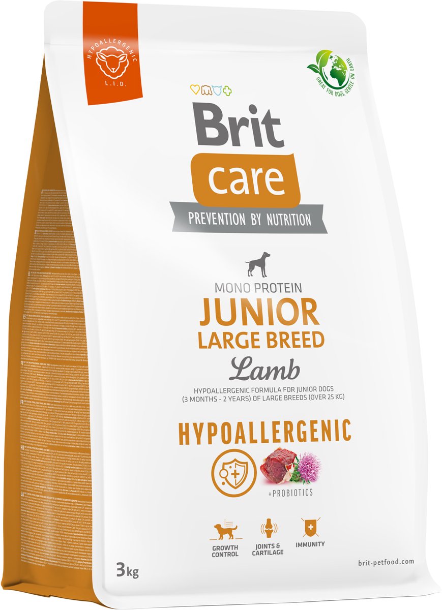 Brit Brit Care Hypoallergenic - Droog Hondenvoer - Junior Large Breed - Lam & Rijst - 12kg