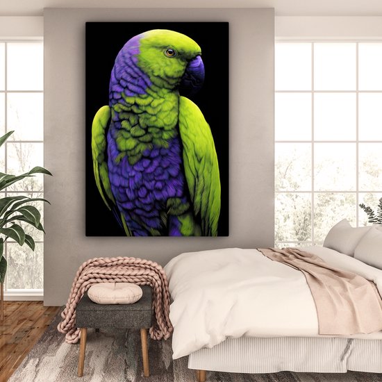 Peinture sur toile 120x180 cm - Décoration murale Perroquet - Ressorts - Frappant - Vert - Décoration murale murale salon - Décoration chambre - Accessoires chambre - Peintures sur toile