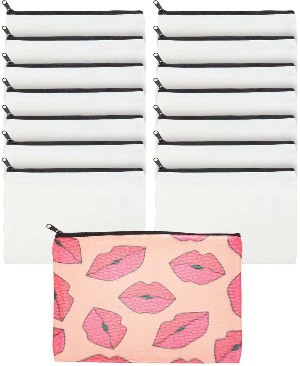 Canvas Cosmetische Tassen 15 Stuks - Leeg - Opwijkbaar met Rits