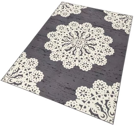 Tapis moderne Dentelle - gris / crème 80x150 cm