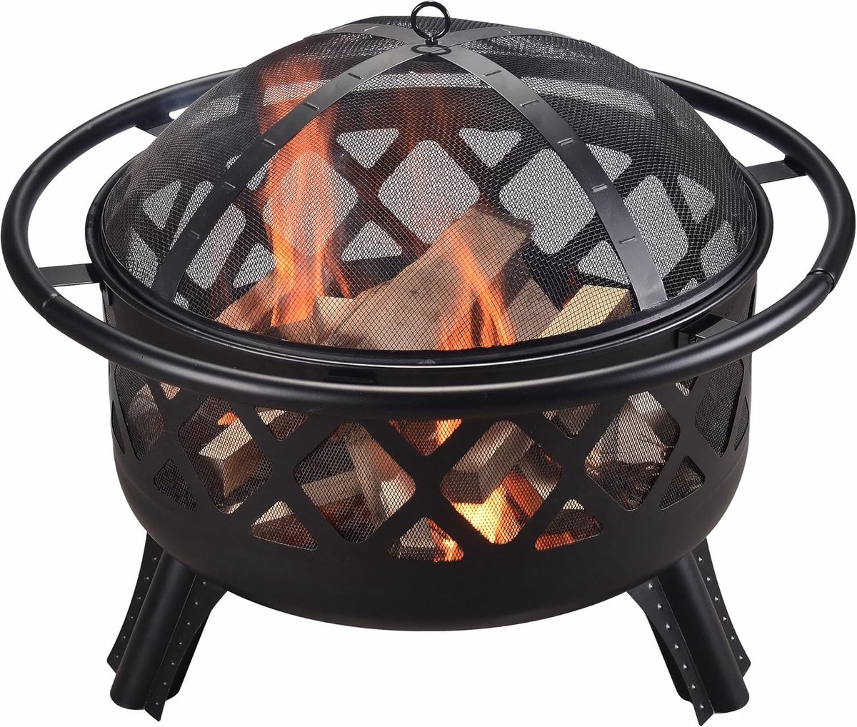 Grote Houtgestookte Vuurkorf voor Tuin en Terras – Stalen Design met Vonkenscherm