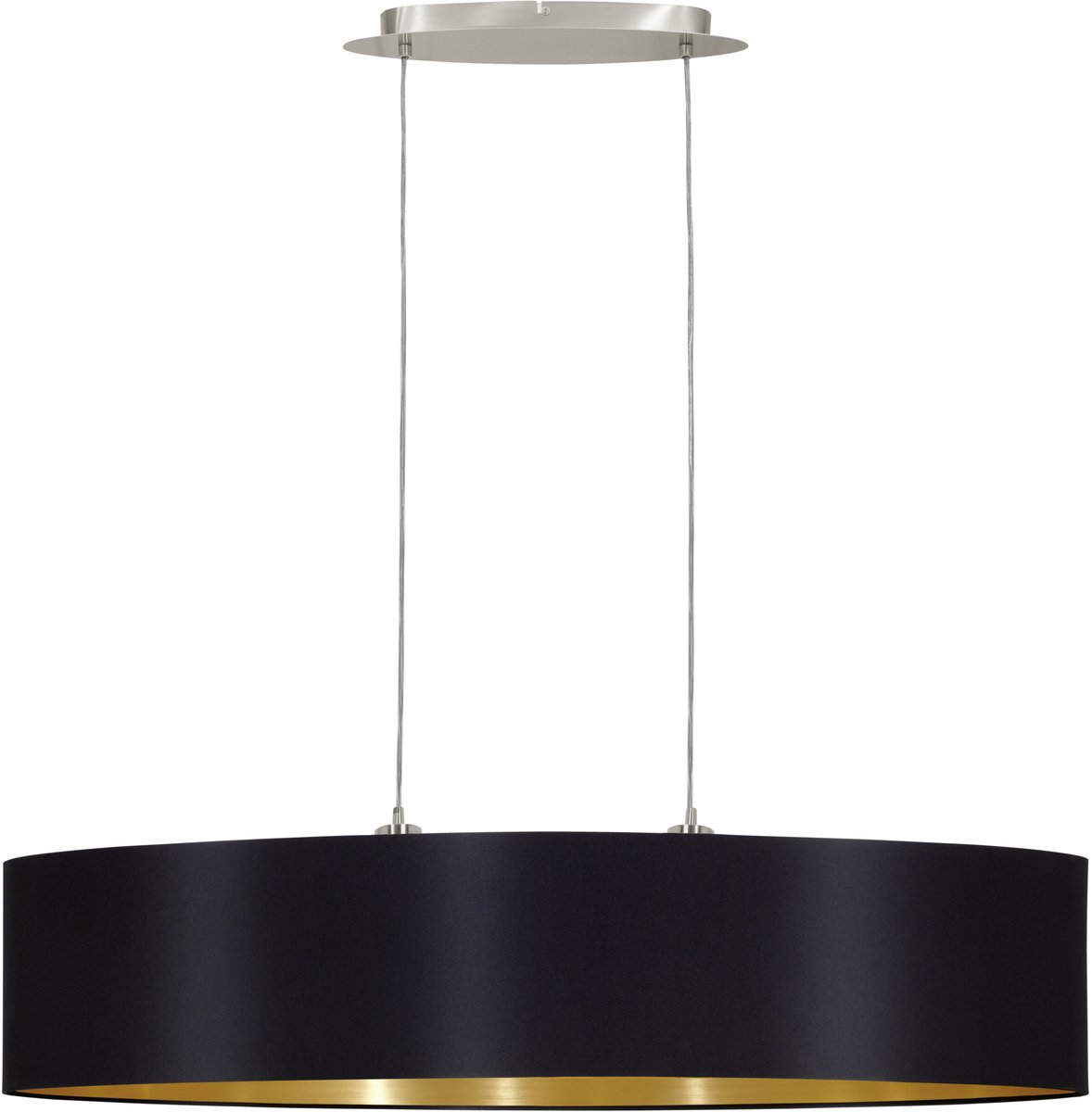 EGLO Maserlo - Hanglamp - 2 Lichts - 100cm - Nikkel-Mat - Zwart, Goud