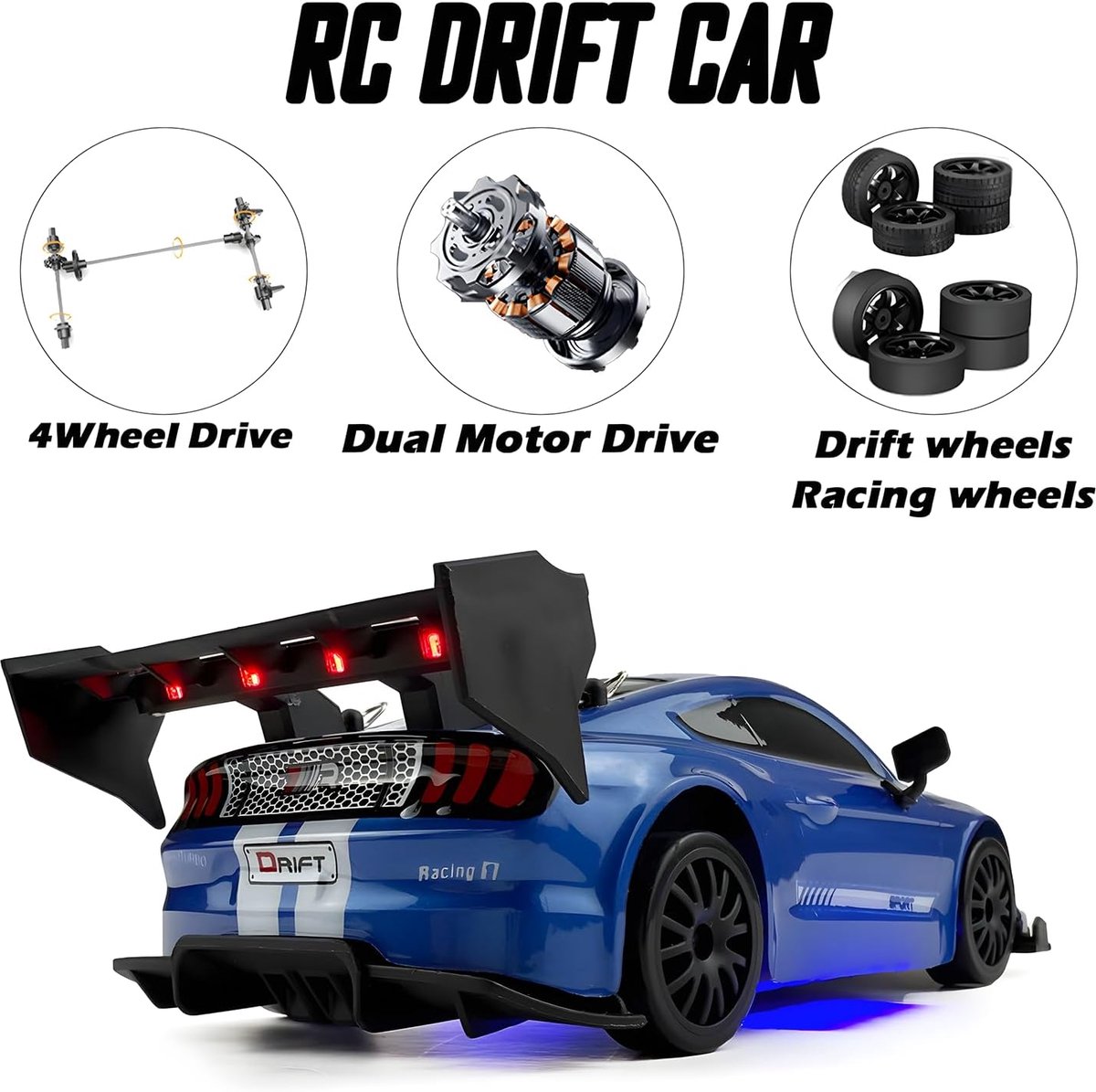PolkaHome RC Drift Auto 1:24 – Afstandsbestuurbare RC Auto – 4WD – 2 Accu’s – 20 km/h — afbeelding 7
