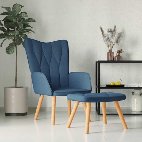 vidaXL Chaise de relaxation avec repose-pieds 62x68,5x96 cm Tissu Bleu
