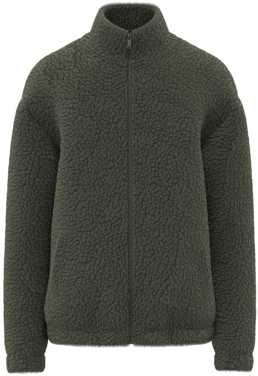 Spasso Uniseks sweater van sherpa met rits en afhangende schouders SP404 - Forest Khaki - XXL