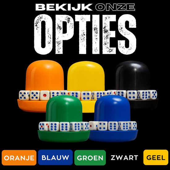 SKISUNO 5 Ensembles De Gobelets à Dés Épais – Anti-Triche Avec Couvercle – 4 Tasses + 20 Dés – Noir, Rouge, Orange, Doré – Jeu De Bar Et KTV