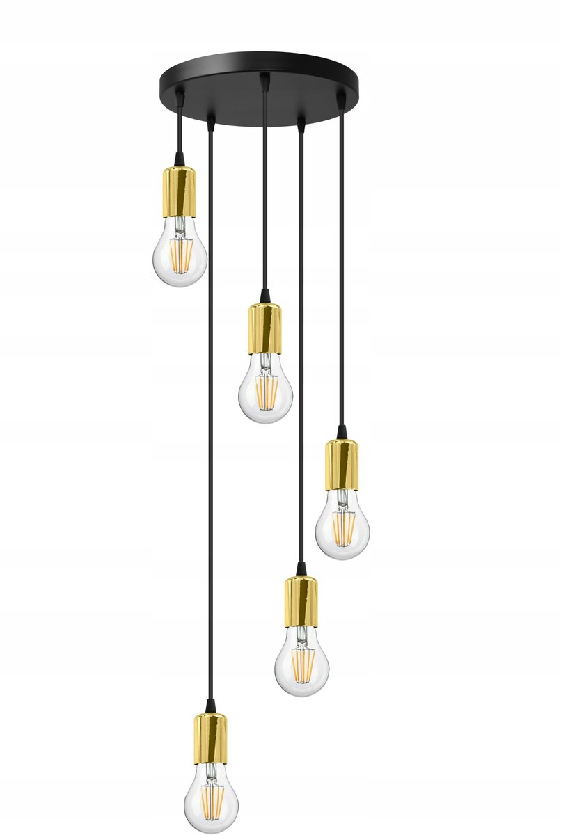 Moderne Zwarte Hanglamp met Gouden Accent - E27