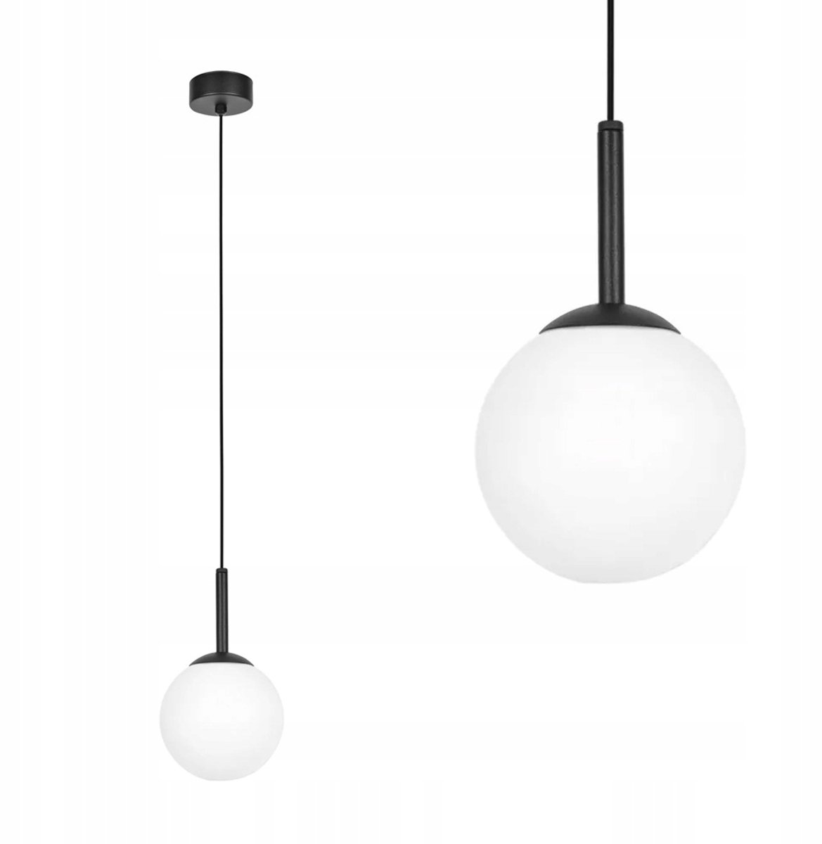 Kaja FARO hanglamp met grote witte kap, zwart, E14