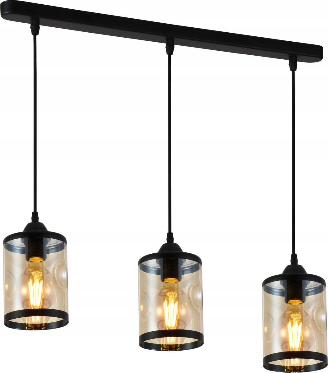 Lampex Erico Hanglamp 3L Amber/Zwart E27 - Stijlvolle Verlichting