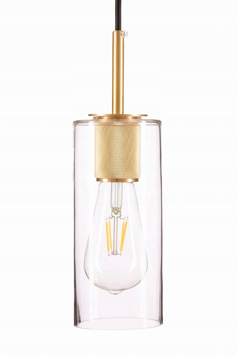 Glazen Hanglamp Madrid Tuba Helder Goud - Modern Design