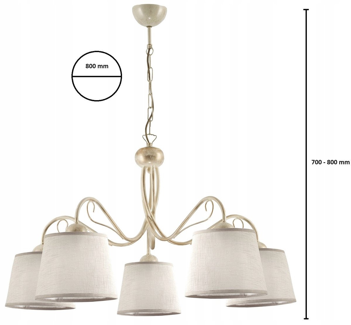 Kamelia Hanglamp Ecru 5-Lichts E27 - Stijlvolle Verlichting