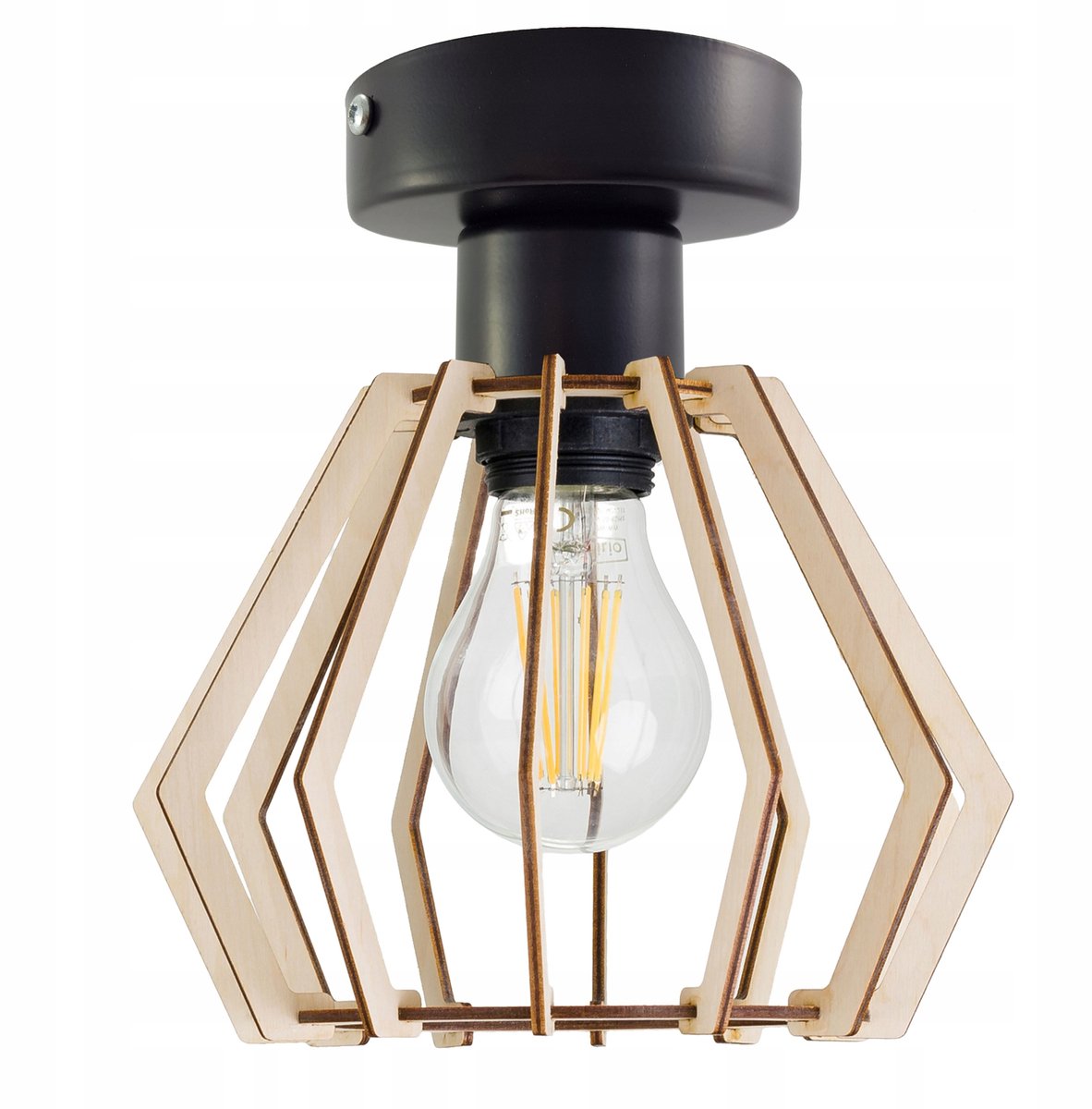 Loft Plafond Lamp met Houten Kap - E27 Fitting