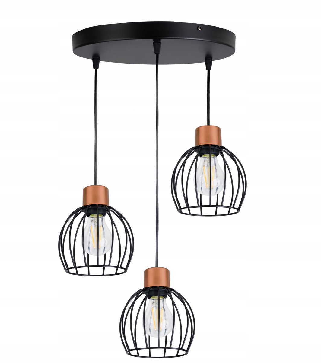Hanglamp Loft Metaal Draad Kula 3xE27 Zwart/Goud